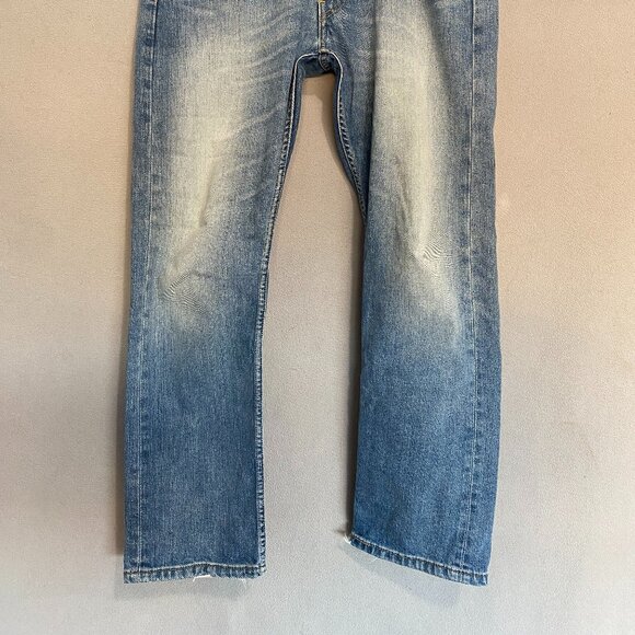 Levi’s 513 Slim Straight Jeans Mens 33x30 Medium Wash Distressed Faded Denim - Picture 6 of 7
